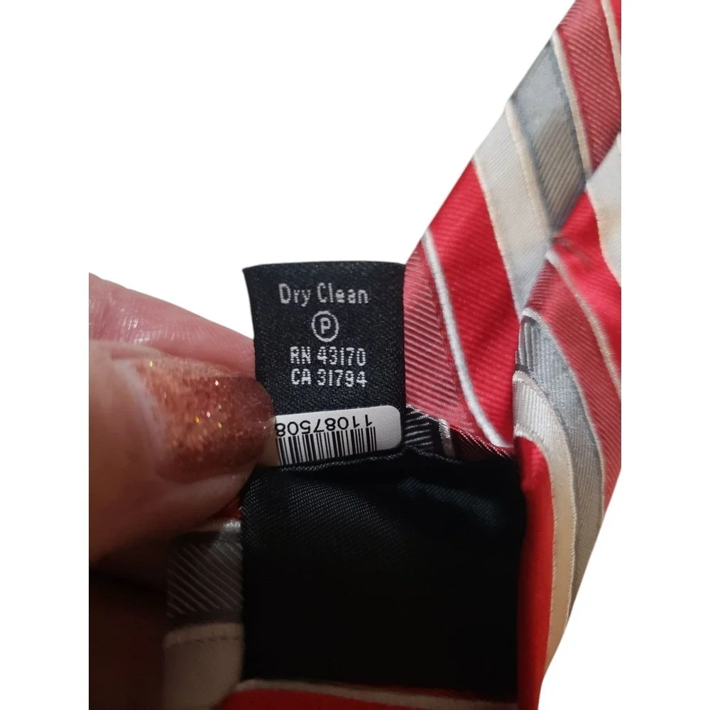 Dockers Mens Tie Necktie Designer Red Gray White Stripes Business Church Classic